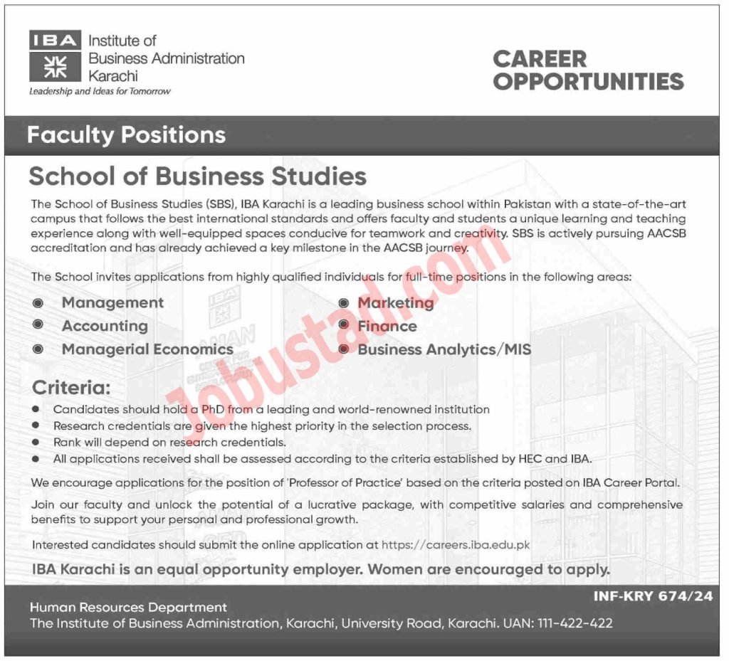 Lecturer Jobs in IBA Karachi 