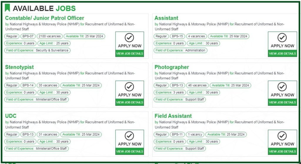 How to Apply for National Highway Motorway Police Jobs