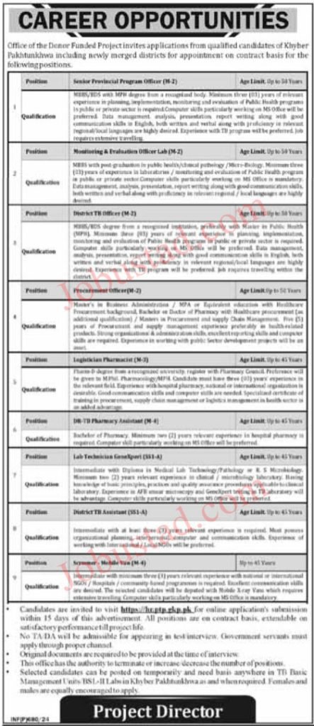 Latest Tb Control Program KPK Jobs in Peshawar April 2024 
