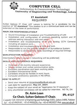 New IT Assistant Jobs in Lahore May 2024 May 2024 