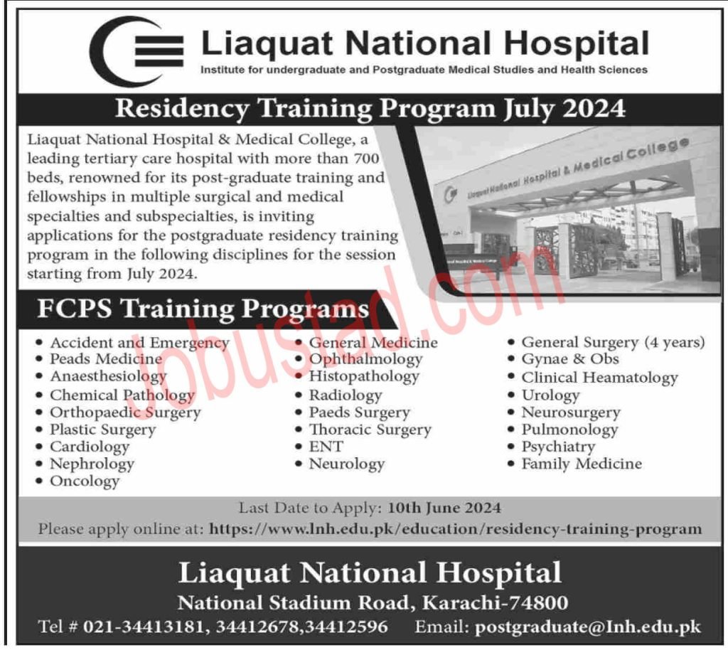 Latest Liaquat National Hospital Jobs in Karachi June 2024 