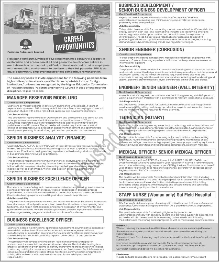 Latest PPL Jobs in Karachi June 2024