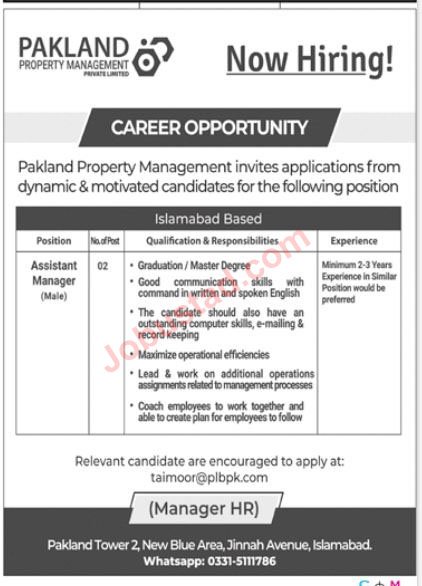 Latest Pakistan Properity Management Company Jobs