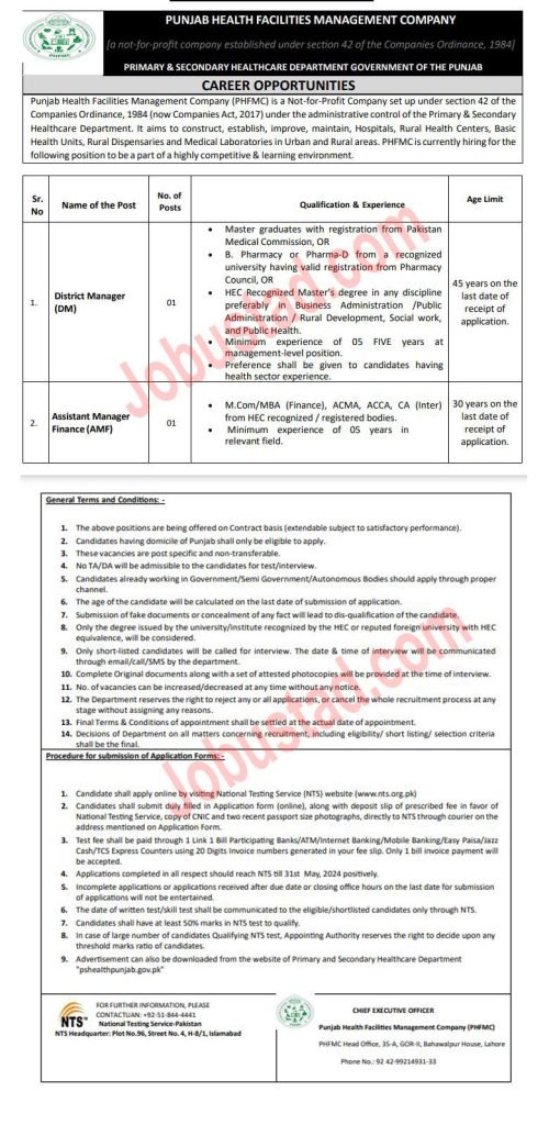 Latest P&S Healthcare Department Jobs in Lahore May 2024