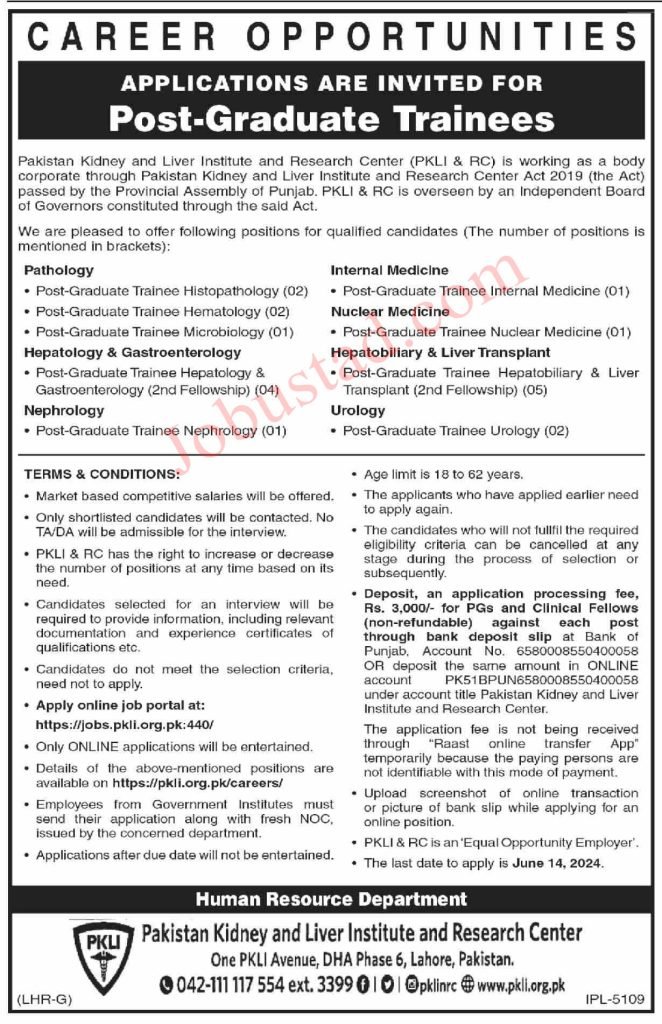 PKLI Post Graduate Trainees Program Jobs June 2024