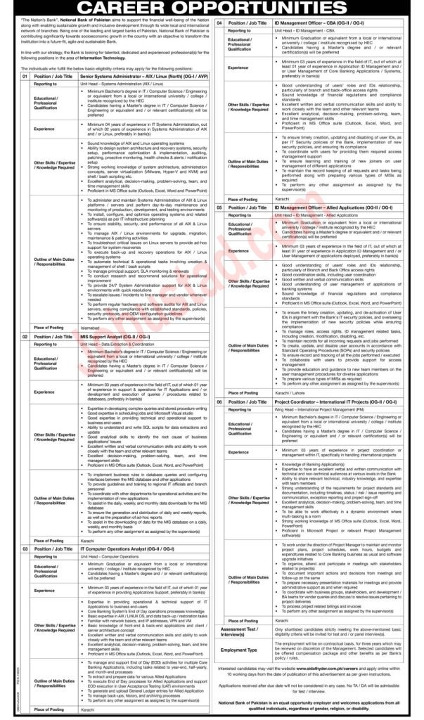 New NBP Jobs in Islamabad July 2024
