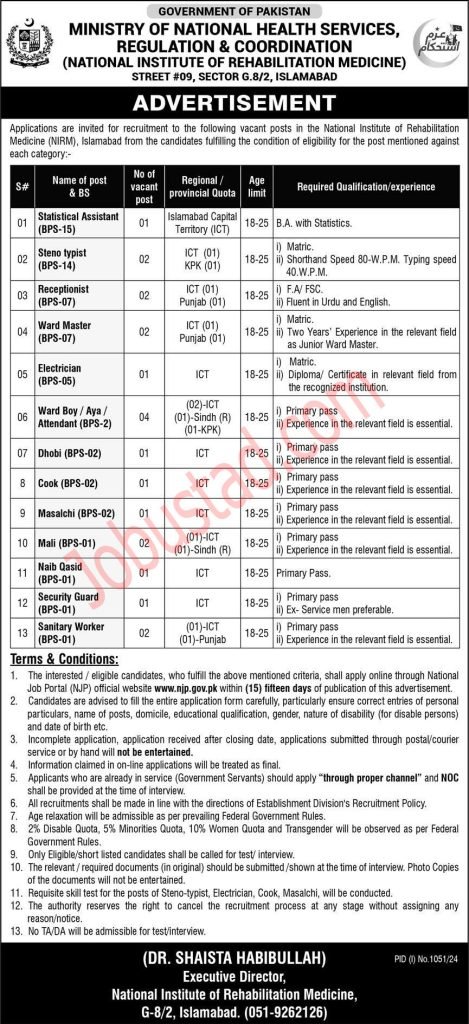 MNHSR&C Jobs Opportunities in Islamabad August 2024