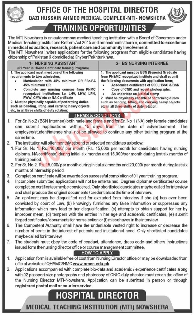 Latest MTI Nowshera Jobs August 2024