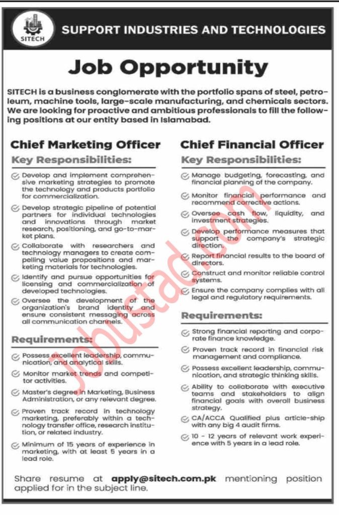 Latest Support Industries and Technologies Jobs in Islamabad August 2024 