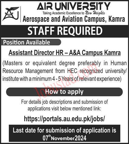 New Air University Pakistan Jobs in Kamra Campus November 2024