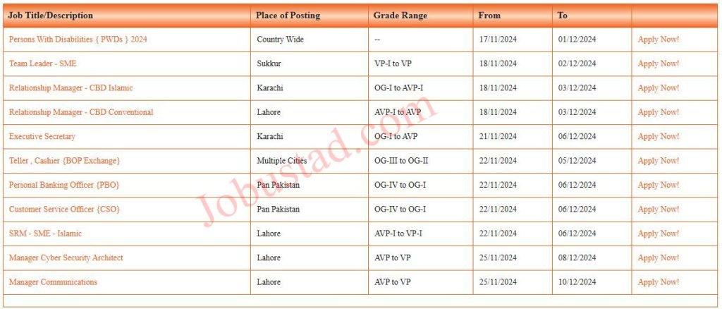Bank of Punjab Jobs in Pakistan December 2024