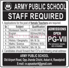 APS&C Jobs in Rawalpindi December 2024 - Army Public School and College Jobs