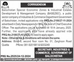 Balochistan Special Economic Zones Jobs in Quetta January 2025