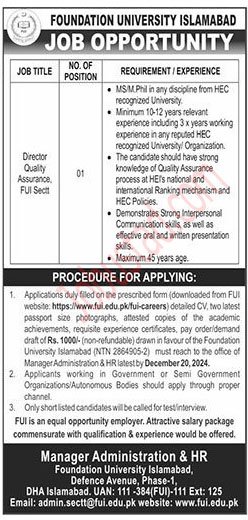 New Foundation University Jobs in Islamabad December 2024