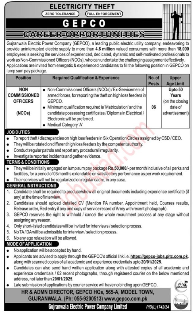 Latest GEPCO Jobs January 2025
