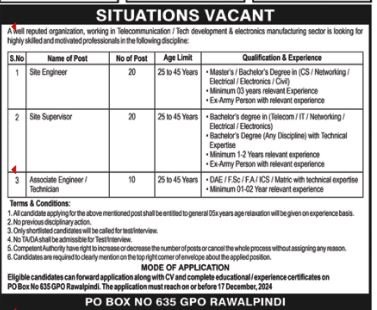 Latest Public Sector Organization Jobs in Rawalpindi 2024 Application Form