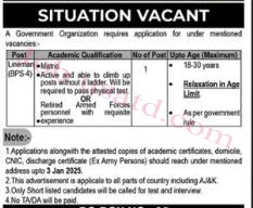 Lineman Jobs in Pakistan December 2024