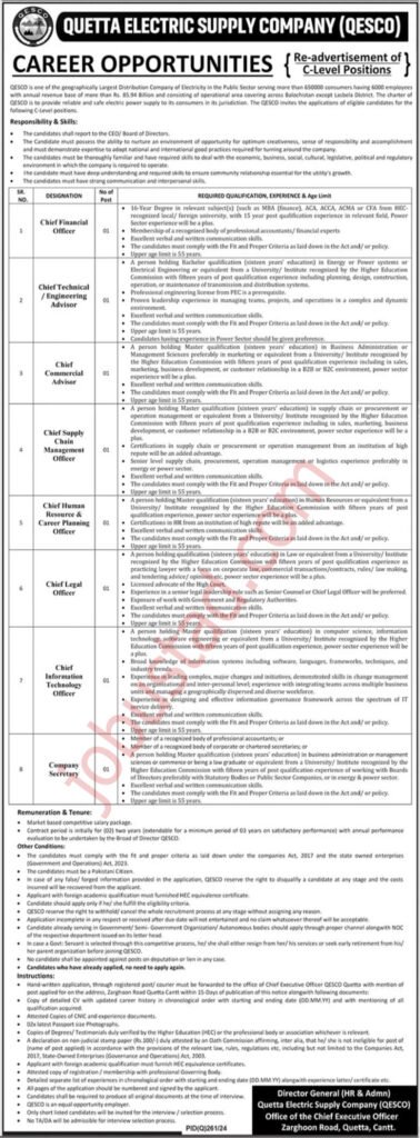 Quetta Electric Supply Company jobs in Balochistan January 2025