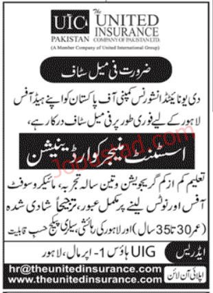 United Insurance Company Jobs in Lahore December 2024
