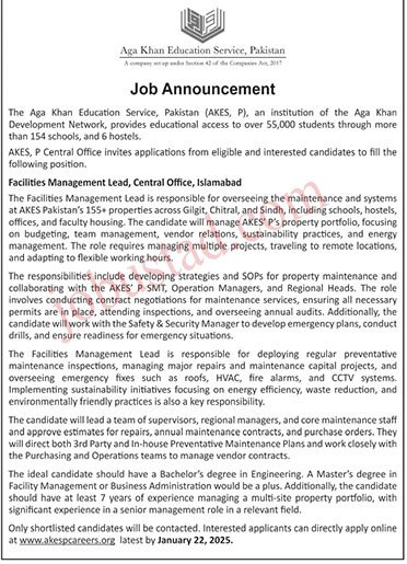Aga Khan Education Service Jobs in Islamabad January 2025