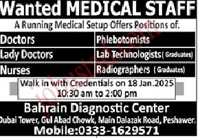 Bahrain Diagnostic Center Jobs in Peshawar January 2025