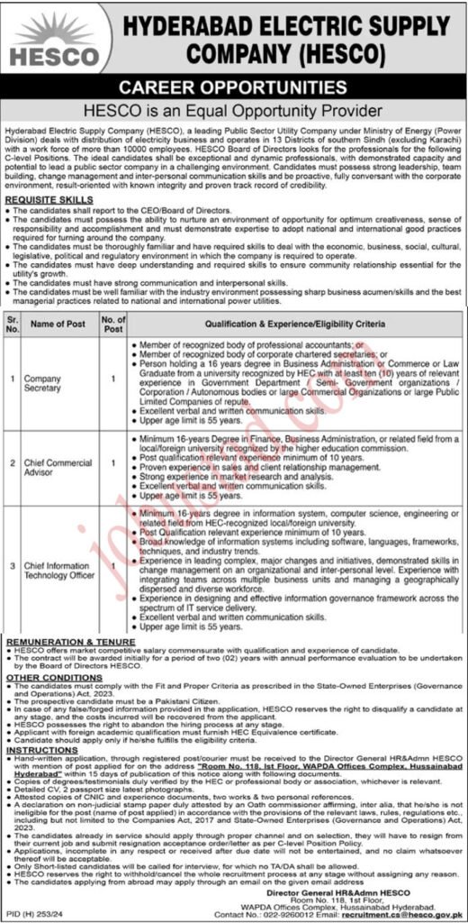 Hyderabad Electric Supply Company Jobs January 2025
