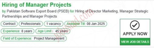 Latest Manager Projects Jobs in Islamabad January 2025 