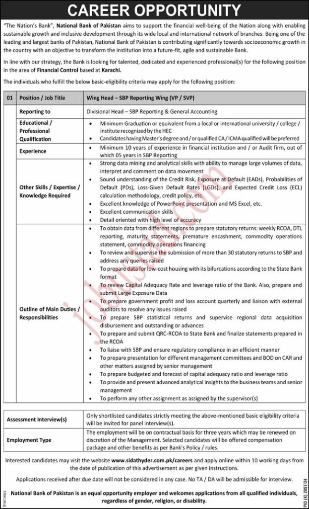 Latest NBP Jobs in Karachi January 2025