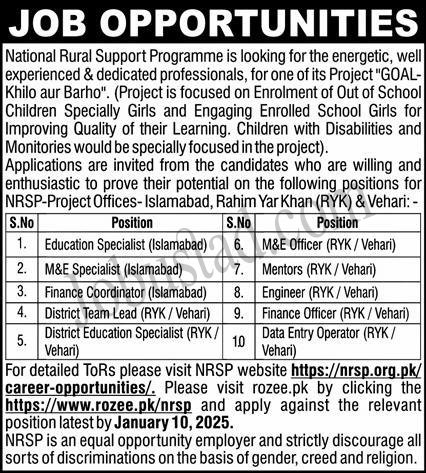 Latest NRSP Jobs In Islamabad January 2025 Advertisement