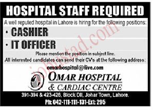 Latest Omar Hospital Jobs in Lahore January 2025