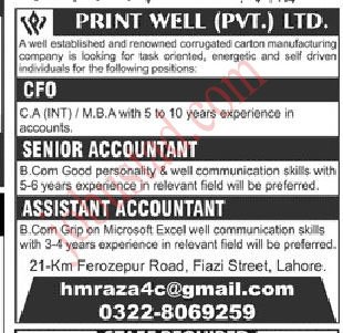Latest Senior Accountant Jobs in Lahore January 2025
