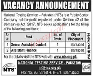 National Testing Services Jobs In Islamabad January 2025 Advertisement