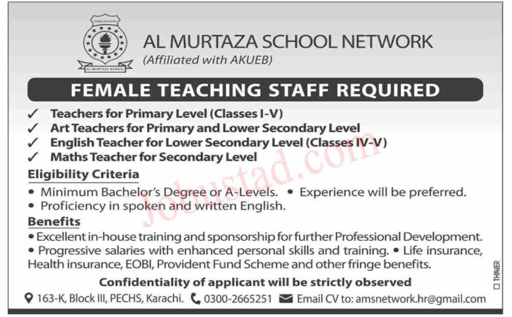 New Female Teaching Staff Jobs in Karachi January 2025