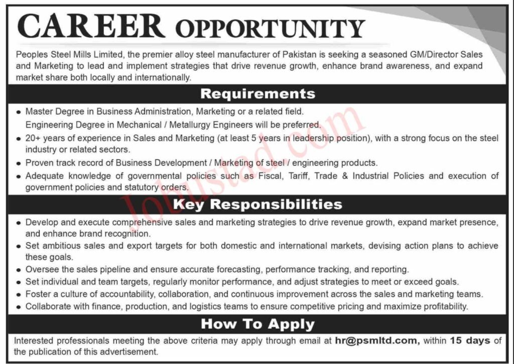 New People Steel Mills Limited Jobs in Karachi January 2025