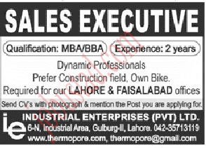 New Sales Executive Jobs in Lahore January 2025