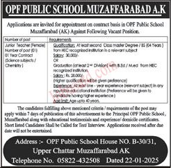 OPF Public School Jobs In Muzaffarabad January 2025 Advertisement