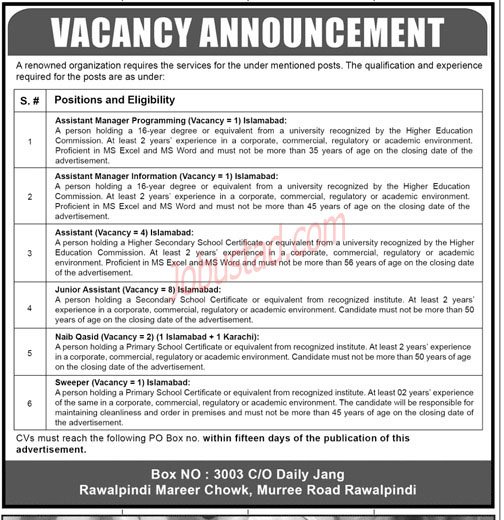 Public Sector Jobs In Islamabad January 2025 Advertisement