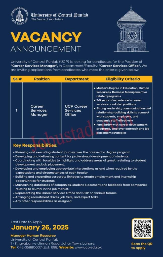 New University of Central Punjab UCP Jobs in Lahore January 2025