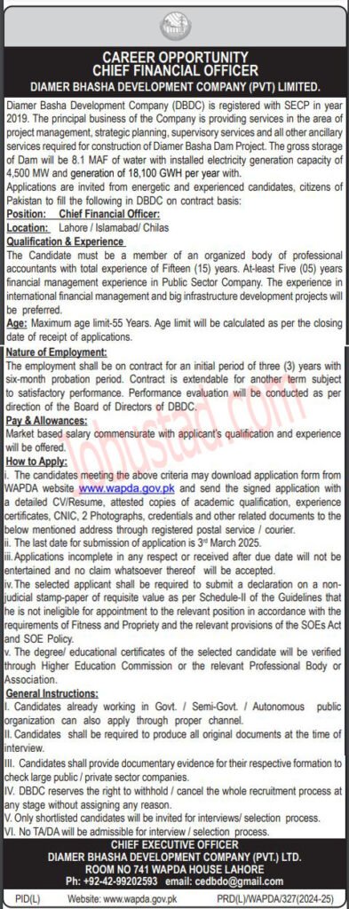New Wapda Jobs in lahore February 2025