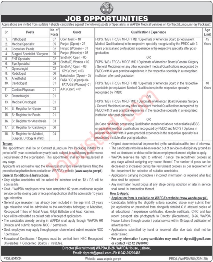 Latest WAPDA Jobs