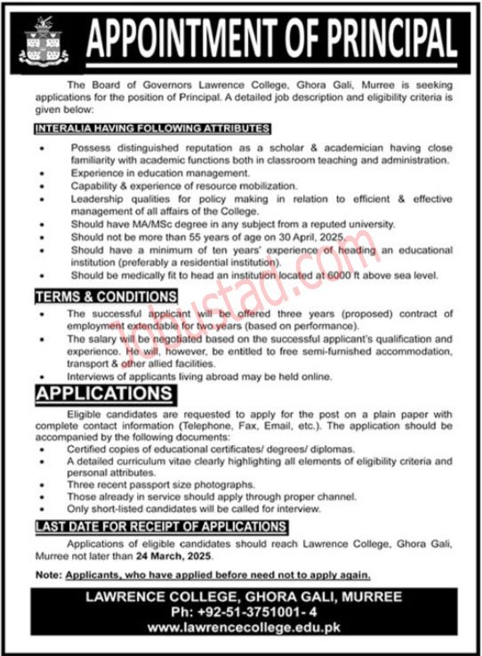 Principal Jobs in Murree March 2025