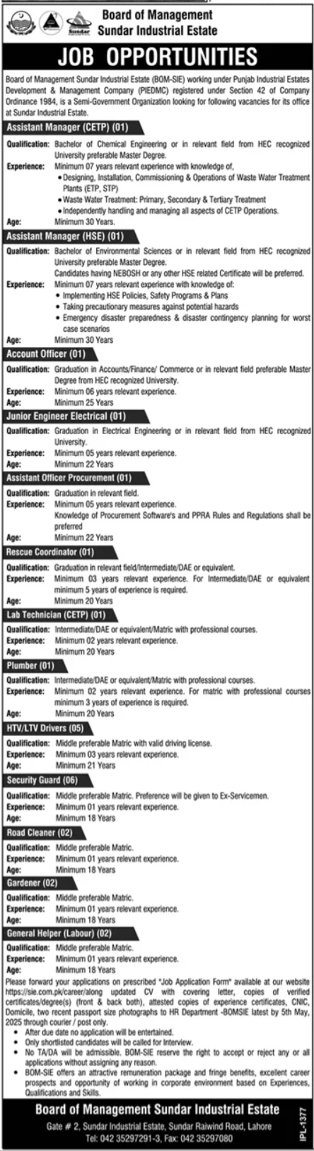Sundar Industrial Estate Jobs in Punjab April 2025